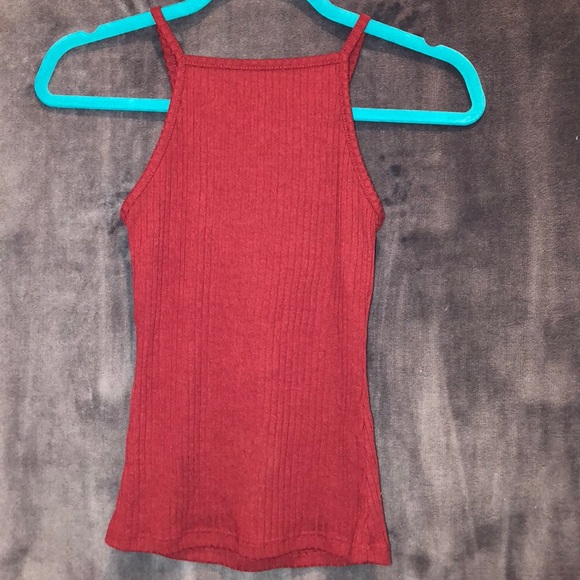 High Neck Burgundy Tank Top - Picture 1 of 3